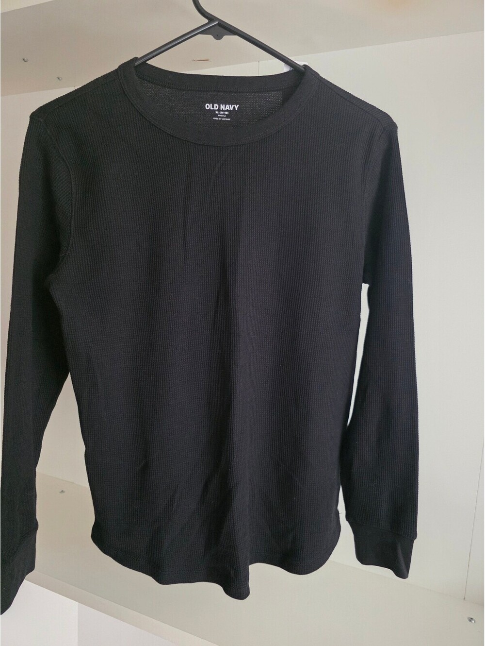 Old Navy Men's Black Waffle Long Sleeve Shirt XL (14-16)